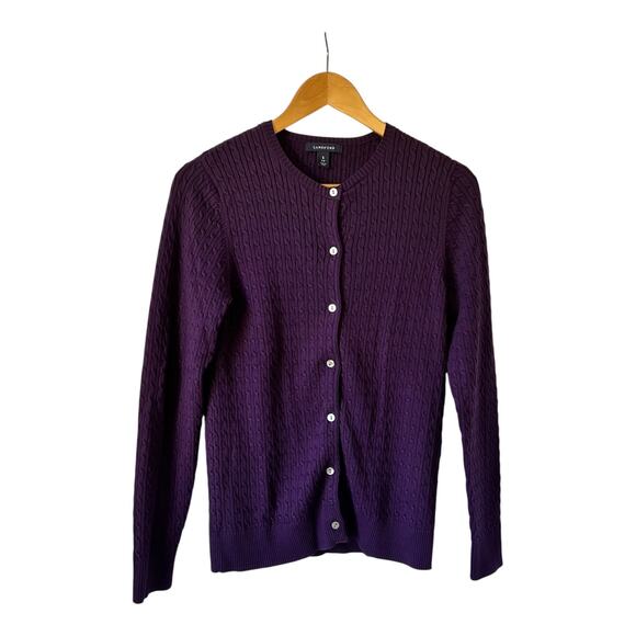 Land's End Cable Knit Sweater Women's Size Small Purple - Picture 4 of 10